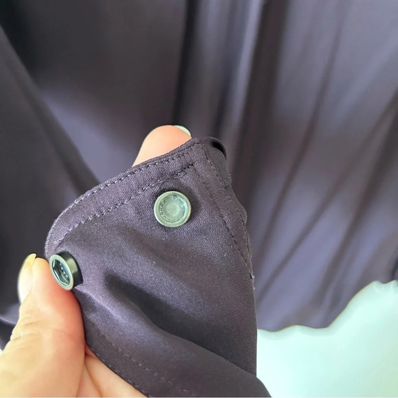 Vince 100% Silk Purple Zip Placket  Popover Top Tunic Lightweight Shirt Blouse S - Picture 10 of 14